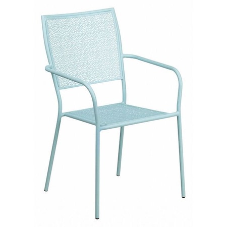 Flash Furniture Sky Blue Steel Patio Arm Chair with Square Back CO-2-SKY-GG