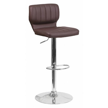 Flash Furniture Brown Vinyl Barstool, Adj Height, Frame Material: Metal CH-132330-BRN-GG