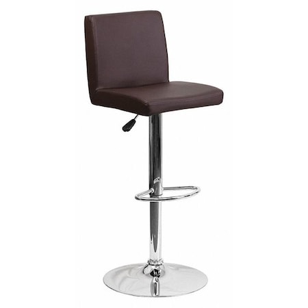 Flash Furniture Brown Vinyl Barstool, Adj Height, Backrest: Panel Back CH-92066-BRN-GG