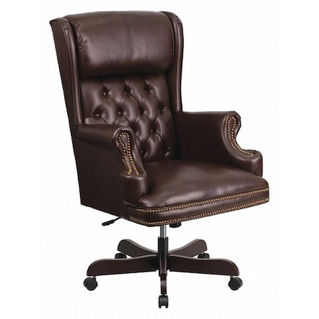 Flash Furniture Executive Chair Fixed Arms, 18-1/2" to 21" Height, Leather, Brown CI-J600-BRN-GG