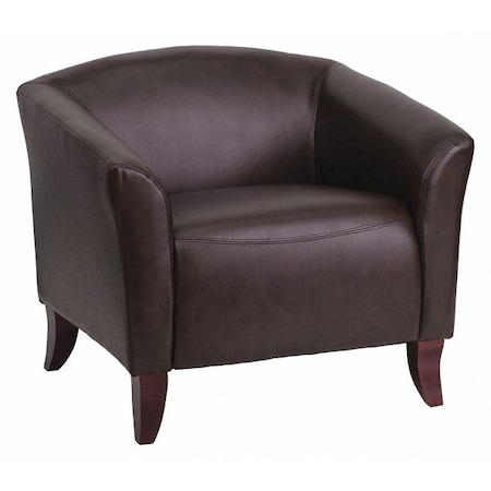 Flash Furniture Hercules Imperial Chair, Brown Back, 33-1/2 in W 31" L 29" H, Sloping, Leather Seat 111-1-BN-GG