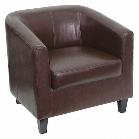 Flash Furniture Transitional Lounge Chair, Brown Back, 29-3/4 in W 29" L 28" H, Sloping, Leather Seat BT-873-BN-GG