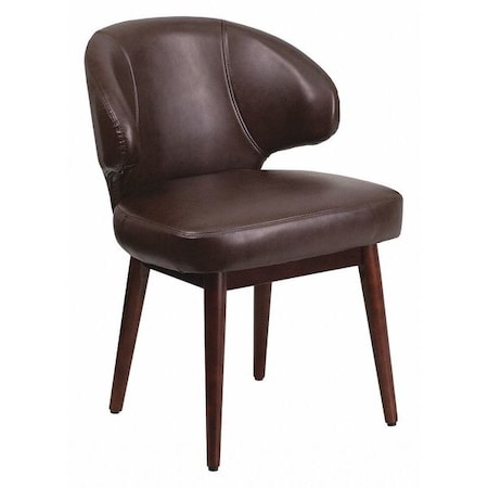Flash Furniture Comfort Back Side Reception Chair, Brown Back, 23-1/2 in W 24" L 33-3/4" H, Leather Seat BT-4-BN-GG