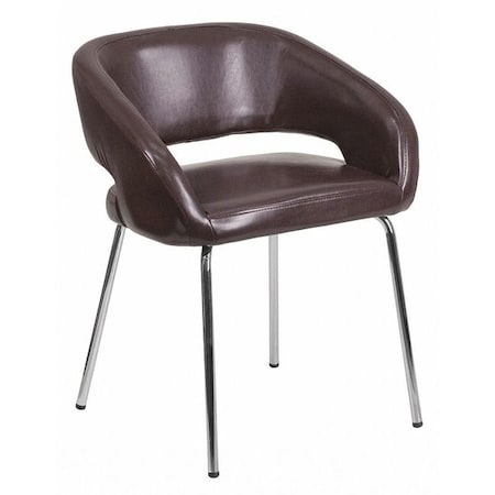 Flash Furniture Fusion Side Reception Chair, Brown Back, 23-1/2 in W 21-3/4" L 28-3/4" H, Leather Seat CH-162731-BN-GG