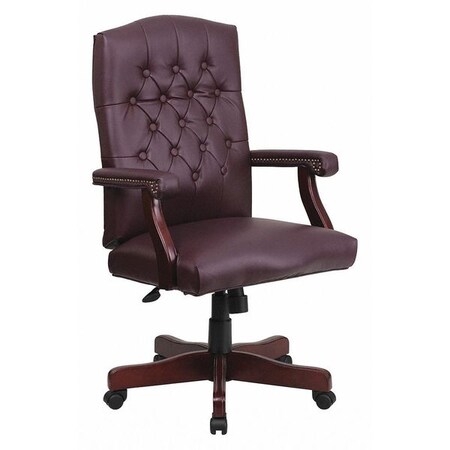 Flash Furniture Executive Chair Fixed Arms, 19-1/2" to 23" Height, Leather, Burgundy LeatherSoft 801L-LF0019-BY-LEA-GG