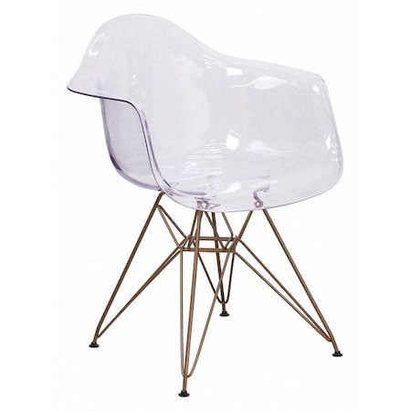 Flash Furniture Alonza Chair, Clear Seat, 24 W 24" L 31.75 H, Polycarbonate, Rubber Seat FH-132-CPC1-GG