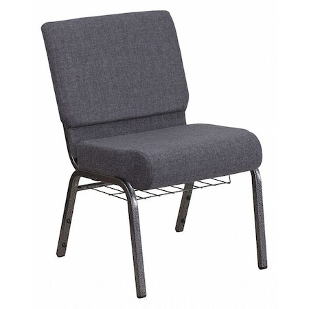 Flash Furniture Hercules Church Chair, Gray Back, 21-1/4 in W 25" L 33" H, Fabric Seat FD-CH0221-4-SV-DKGY-BAS-GG