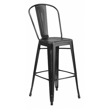 Flash Furniture Distressed Black Metal Stool, Seat Height Range: 30" ET-3534-30-BK-GG