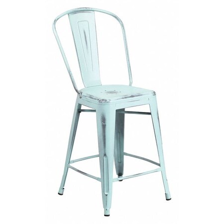 Flash Furniture Distressed Gn-Blue Metal Stool ET-3534-24-DB-GG