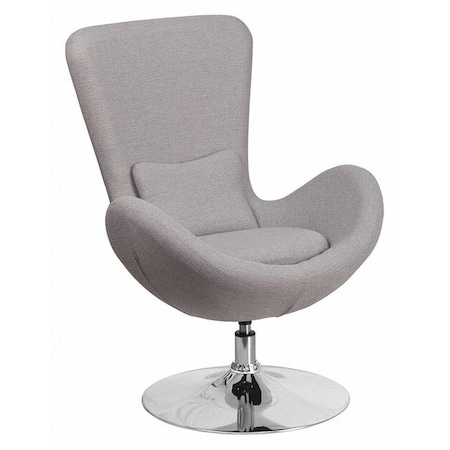 Flash Furniture Egg Side Reception Chair, Light Gray Fabric Seat, Gray Back, 30 W 30" L 38 H, Integrated Curved CH-162430-LTGY-FAB-GG