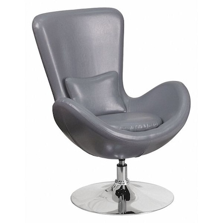 Flash Furniture Egg Side Reception Chair, Gray LeatherSoft Seat, Gray Back, 30 W 30" L 38 H, Integrated Curved CH-162430-GY-LEA-GG