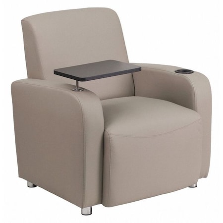 Flash Furniture Contemporary Guest Chair, Gray Seat, Gray Back, 27 in W 27" L 35" H, Raised Tablet, Leather Seat BT-8217-GV-GG