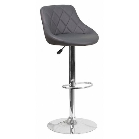 Flash Furniture Gray Vinyl Barstool, Adj Height CH-82028A-GY-GG