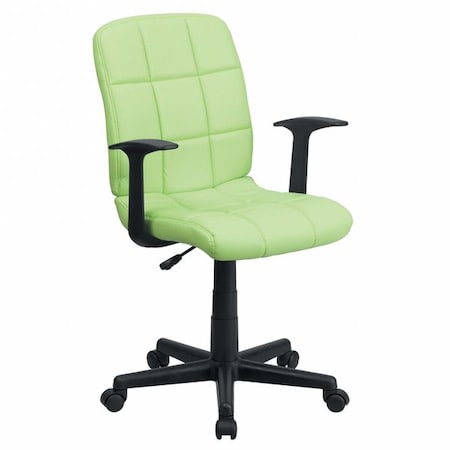 Flash Furniture Vinyl Contemporary Chair, 16-3/4" to 21-3/4, Fixed Arms, Green GO-1691-1-GREEN-A-GG