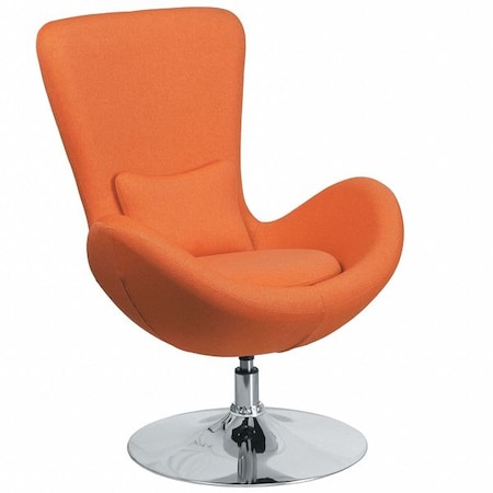 Flash Furniture Egg Side Reception Chair, Orange Fabric Seat, 30 W 30" L 38 H, Integrated Curved CH-162430-OR-FAB-GG