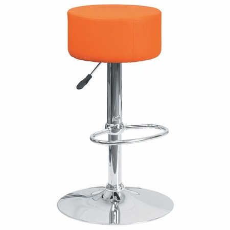 Flash Furniture Orange Vinyl Barstool, Adj Height CH-82056-ORG-GG