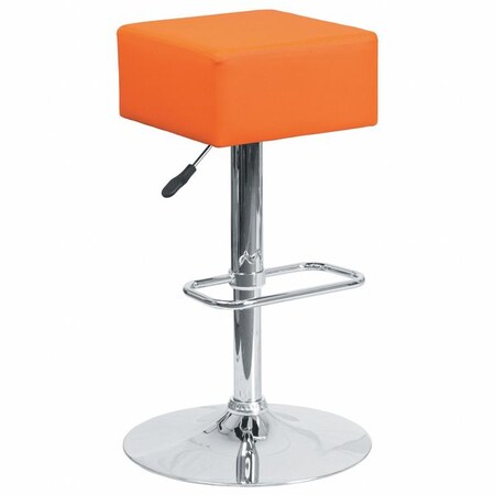 Flash Furniture Orange Vinyl Barstool, Adj Height, Backrest: Backless CH-82058-4-OR-GG