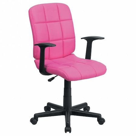 Flash Furniture Vinyl Contemporary Chair, 16-3/4" to 21-3/4, Fixed Arms, Pink GO-1691-1-PINK-A-GG