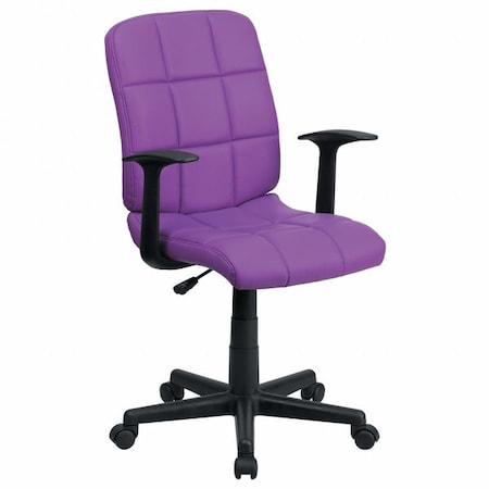 Flash Furniture Vinyl Contemporary Chair, 16-3/4" to 21-3/4, Fixed Arms, Purple GO-1691-1-PUR-A-GG