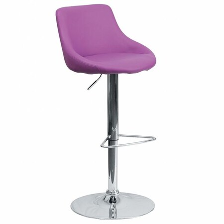 Flash Furniture Purple Vinyl Barstool, Adj Height CH-82028-MOD-PUR-GG