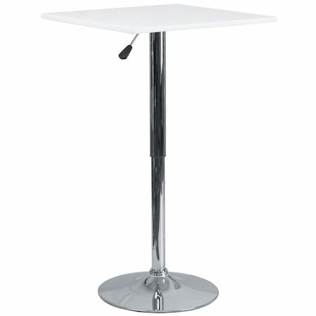 Flash Furniture Square Square Adjustable Wood Table, 23.75" W, 23.75" L, 40.5" H, Wood Top, White CH-1-GG