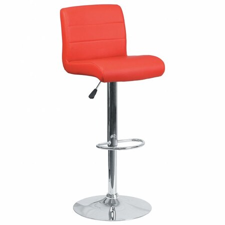 Flash Furniture Red Vinyl Barstool, Adj Height, Frame Material: Metal DS-8101B-RED-GG