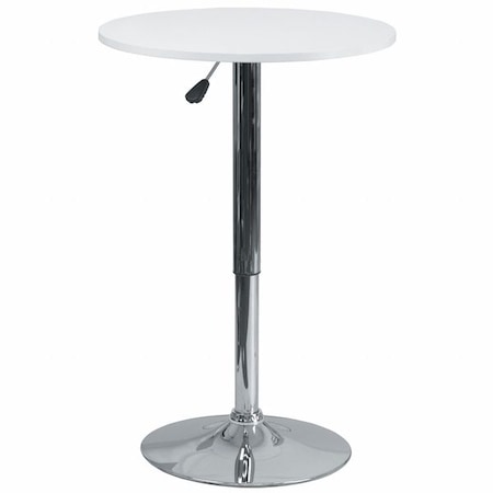 Flash Furniture Round Round Adjustable Wood Table, 23.75" W, 23.75" L, 35.75" H, Wood Top, White CH-2-GG