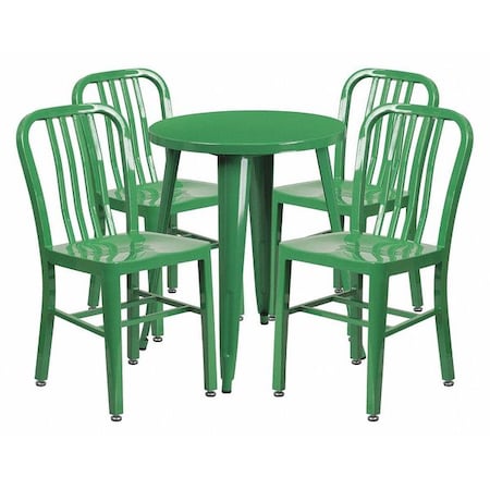 Flash Furniture Round 24" W, 24" L, 29" H, Metal, Green CH-51080TH-4-18VRT-GN-GG