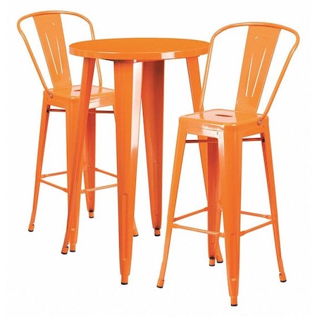 Flash Furniture Round 24" W, 24" L, 41" H, Metal, Orange CH-51080BH-2-30CAFE-OR-GG