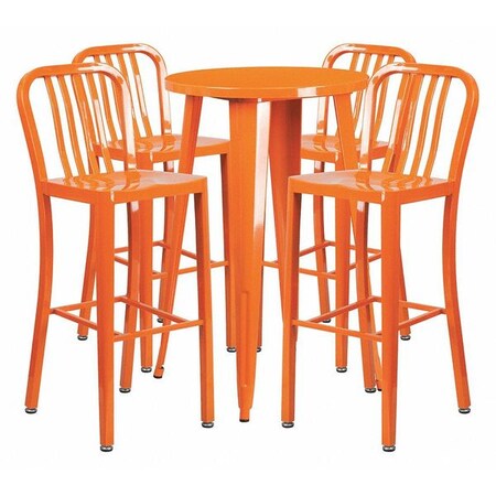 Flash Furniture Round 24" W, 24" L, 41" H, Metal, Orange CH-51080BH-4-30VRT-OR-GG