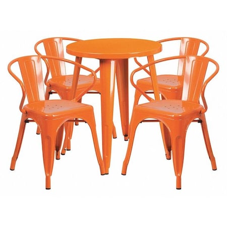 Flash Furniture Round 24" W, 24" L, 29" H, Metal, Orange CH-51080TH-4-18ARM-OR-GG