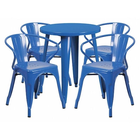 Flash Furniture Round 24" W, 24" L, 29" H, Metal, Blue CH-51080TH-4-18ARM-BL-GG
