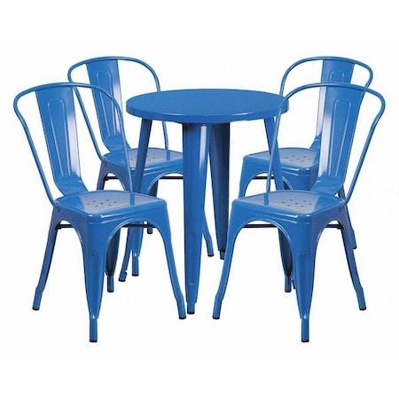 Flash Furniture Round 24" W, 24" L, 29" H, Metal, Blue CH-51080TH-4-18CAFE-BL-GG