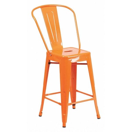Flash Furniture 24" High Orange Metal Counter Height Stool w/Back CH-31320-24GB-OR-GG
