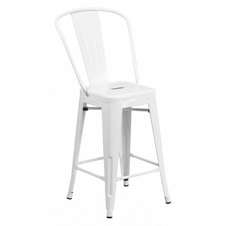 Flash Furniture 24" High White Metal Counter Height Stool w/Back CH-31320-24GB-WH-GG