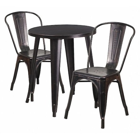 Flash Furniture Round 24" W, 24" L, 29" H, Metal, Gold CH-51080TH-2-18CAFE-BQ-GG