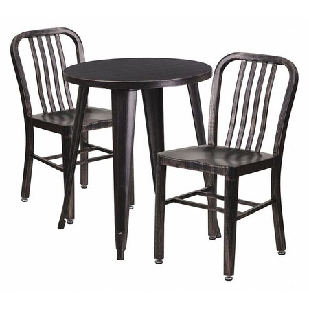 Flash Furniture Round 24" W, 24" L, 29" H, Metal, Gold CH-51080TH-2-18VRT-BQ-GG