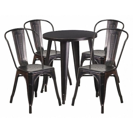 Flash Furniture Round 24" W, 24" L, 29" H, Metal, Gold CH-51080TH-4-18CAFE-BQ-GG