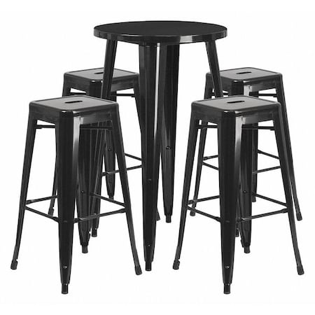 Flash Furniture Round 24" W, 24" L, 41" H, Metal, Black CH-51080BH-4-30SQST-BK-GG