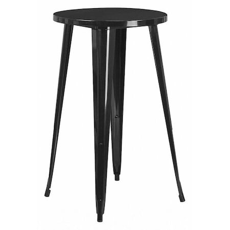 Flash Furniture Round 24" L, 24" W, 41" H, Galvanized Steel, Rubber Top, Black CH-51080-40-BK-GG