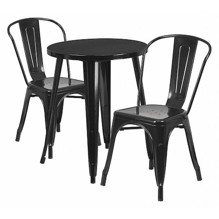 Flash Furniture Round 24" W, 24" L, 29" H, Metal, Black CH-51080TH-2-18CAFE-BK-GG