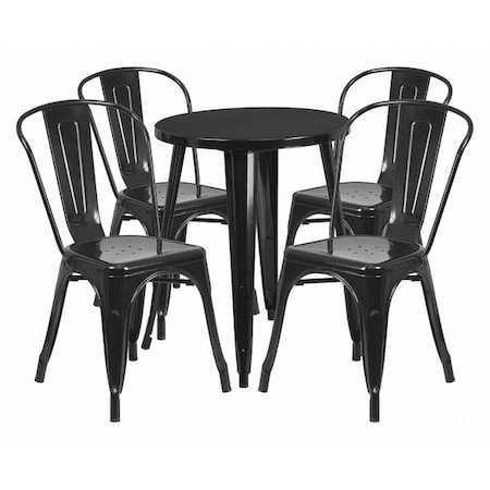Flash Furniture Round 24" W, 24" L, 29" H, Metal, Black CH-51080TH-4-18CAFE-BK-GG