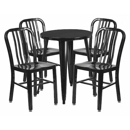 Flash Furniture Round 24" W, 24" L, 29" H, Metal, Black CH-51080TH-4-18VRT-BK-GG