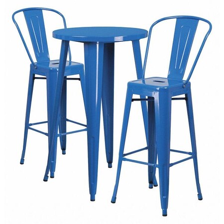 Flash Furniture Round 24" W, 24" L, 41" H, Metal, Blue CH-51080BH-2-30CAFE-BL-GG