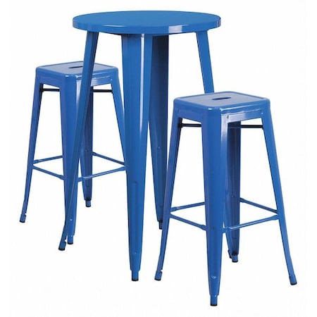 Flash Furniture Round 24" W, 24" L, 41" H, Metal, Blue CH-51080BH-2-30SQST-BL-GG