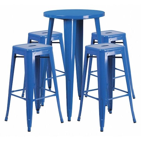 Flash Furniture Round 24" W, 24" L, 41" H, Metal, Blue CH-51080BH-4-30SQST-BL-GG