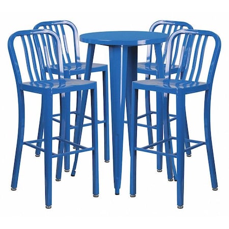 Flash Furniture Round 24" W, 24" L, 41" H, Metal, Blue CH-51080BH-4-30VRT-BL-GG