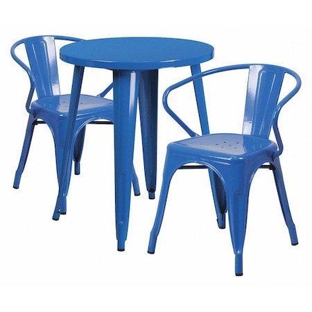 Flash Furniture Round 24" W, 24" L, 29" H, Metal, Blue CH-51080TH-2-18ARM-BL-GG