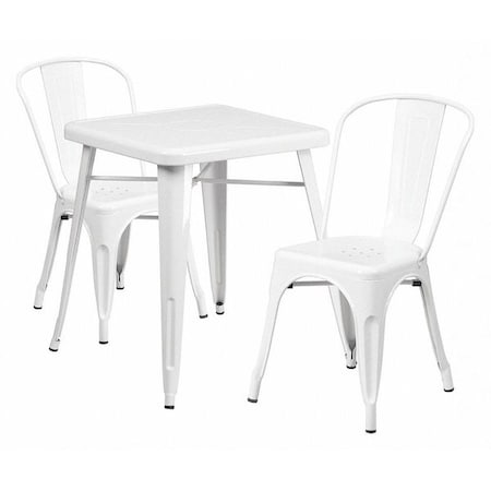 Flash Furniture Square 27.75" W, 27.75" L, 29" H, Metal, White CH-31330-2-30-WH-GG
