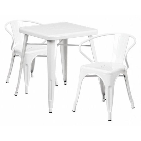 Flash Furniture Square 27.75" W, 27.75" L, 29" H, Metal, White CH-31330-2-70-WH-GG